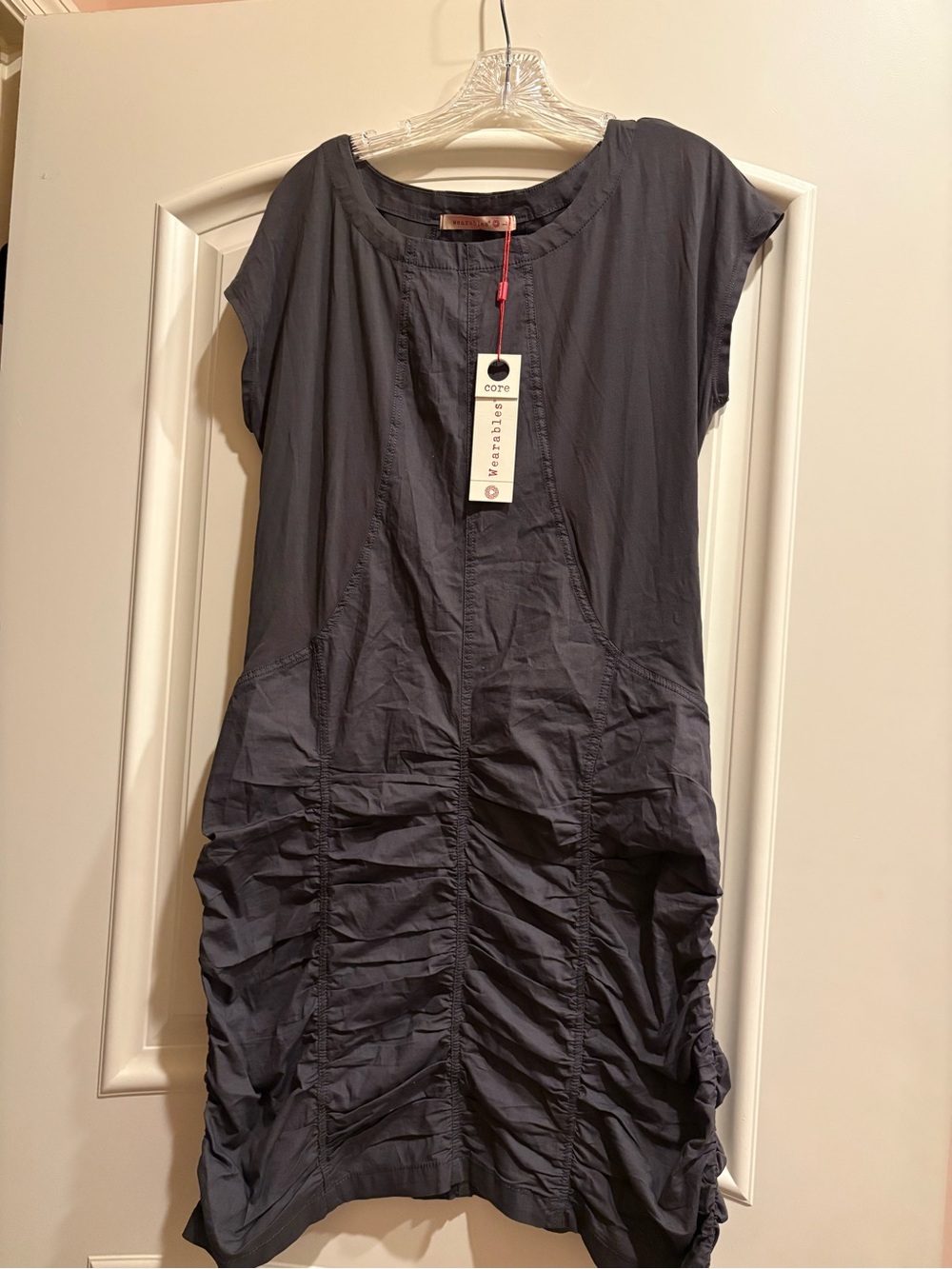 Short-Sleeve Ruched Midi Dress - Slate Blue